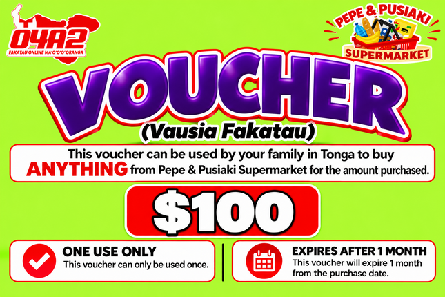 $100 Vausia Fakatau - “PICK UP FROM PEPE & PUSIAKI SUPERMARKET, ‘EUA”