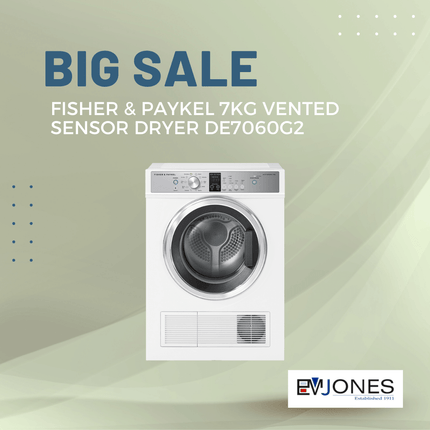 F&P 7kg Vented Sensor Dryer DE7060G2 - "PICK UP FROM EM JONES NUKU'ALOFA"