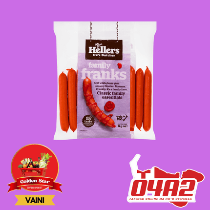 Sosisi Nu'usila (Hellers Family Franks) 1Kg (Out of Stock) - "PICK UP FROM GOLDEN STAR, VAINI TONGATAPU"