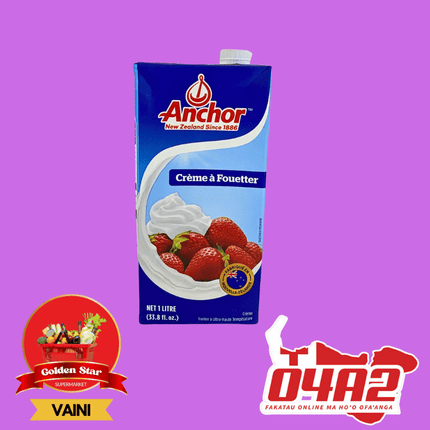 Anchor Whipping Cream 1L - "PICK UP FROM GOLDEN STAR, VAINI TONGATAPU"