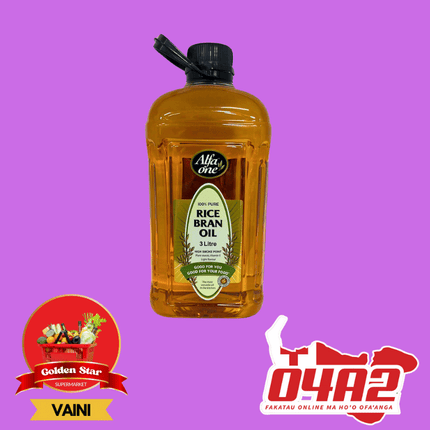 Rice Bran Oil 3L - "PICK UP FROM GOLDEN STAR, VAINI TONGATAPU"