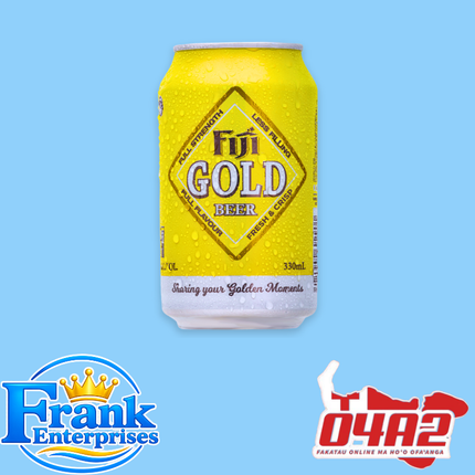 Fiji Gold Beer Can - “PICK UP FROM FRANK ENTERPRISE LTD, MA’UFANGA”