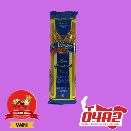 Allegra Thin Spaghetti 454g - "PICK UP FROM GOLDEN STAR, VAINI TONGATAPU"