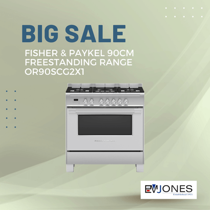 F&P 90cm Freestanding Range OR90SCG2X1 - "PICK UP FROM EM JONES NUKU'ALOFA"