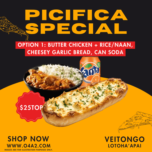 Yummy Pack Option #1 - "PICK UP FROM PICIFICA PIZZA AT LOTOHA’APAI VILLAGE”
