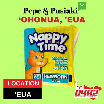Nappy Time Newborn 2-5kg - "PICK UP FROM PEPE & PUSIAKI, 'OHONUA, 'EUA"