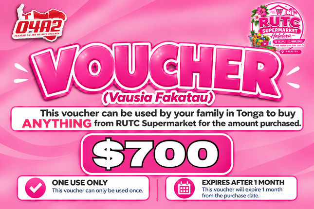 $700 Vausia Fakatau - "PICK UP FROM RUTC SUPERMARKET, HALALEVA"