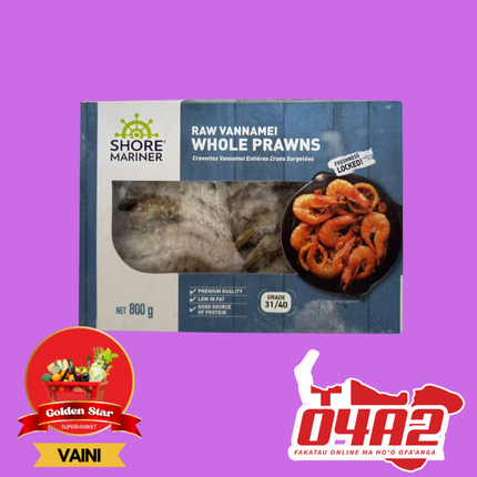 Cooked Vannamei Whole Prawns - "PICK UP FROM GOLDEN STAR, VAINI TONGATAPU"
