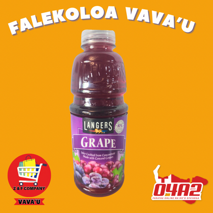 Langers Grape Drink 946ml - "PICK UP FROM Z&F HANGA KI POUONO, NEIAFU VAVA'U"