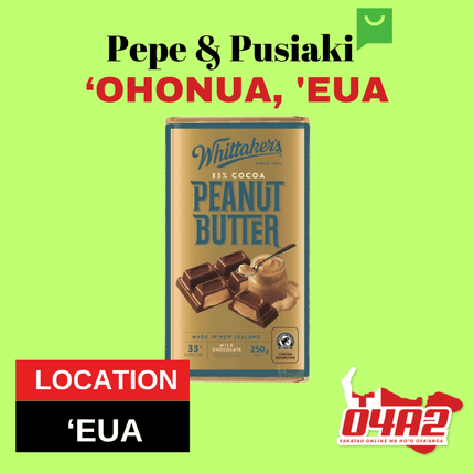 Pa Lole Whittakers Peanut Butter - "PICK UP FROM PEPE & PUSIAKI, 'OHONUA, 'EUA"