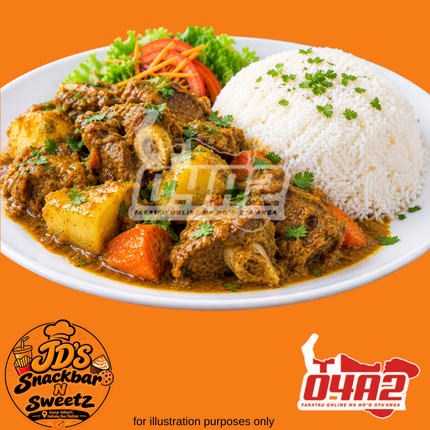 Lamb Curry & Rice/Manioke - “PICK UP FROM JD’s SNACKBAR N SWEETZ, VUNA WHARF HAHAKE BUS STATION”
