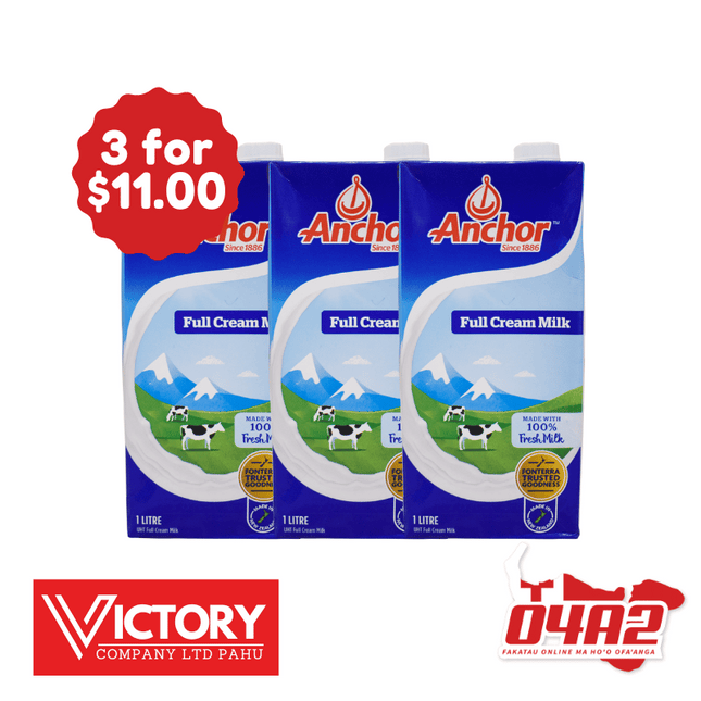 Anchor Milk 3 for $11 - "PICK UP FROM VICTORY SUPERMARKET & WHOLESALE, PAHU"