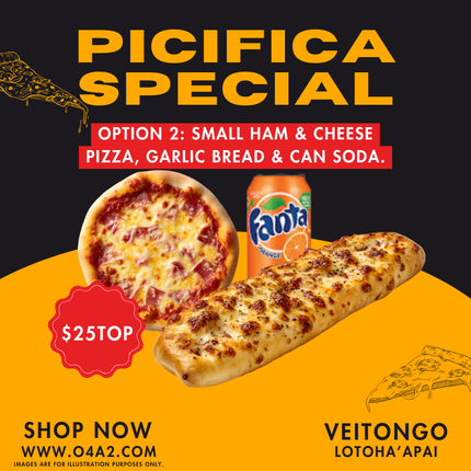 Yummy Pack Option #2 - "PICK UP FROM PICIFICA PIZZA AT LOTOHA’APAI VILLAGE”
