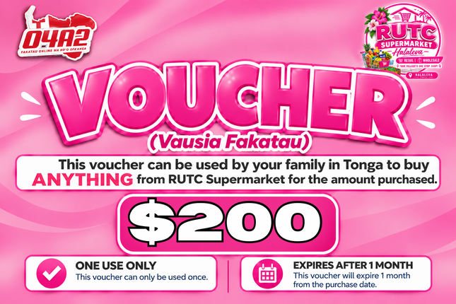 $200 Vausia Fakatau - "PICK UP FROM RUTC SUPERMARKET, HALALEVA"
