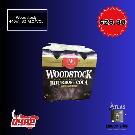Woodstock Pack 4x440ml - “PICK UP FROM ATLAS LIQUOR, HA’ATEIHO”