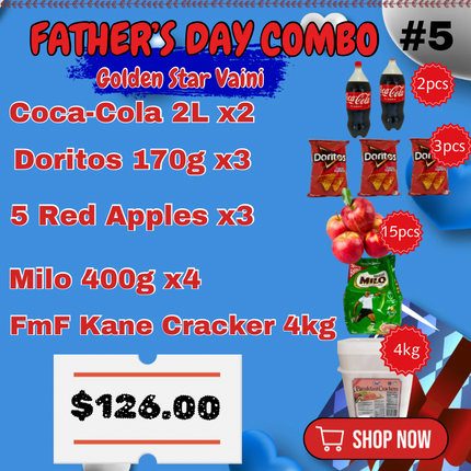 (X3 Doritos 170g) (X2 Coke 2L) (X5 Red Apples)(X4 Milo 400g)(FmF Kane Crackers 4Kg) - “PICK UP FROM GOLDEN STAR, VAINI”