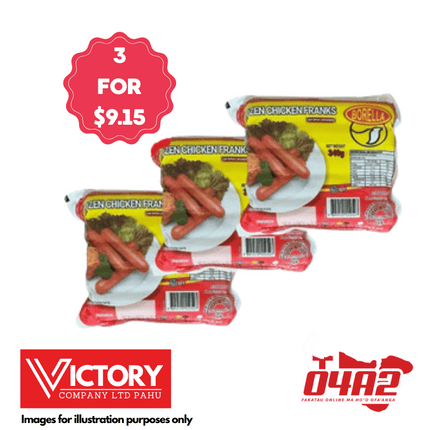 Hot Dog (3 for $10) Chicken Franks - "PICK UP FROM VICTORY SUPERMARKET & WHOLESALE, PAHU"