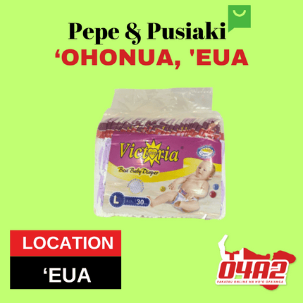 Victoria Diaper Large - "PICK UP FROM PEPE & PUSIAKI, 'OHONUA, 'EUA"