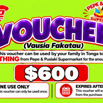 $600 Vausia Fakatau - “PICK UP FROM PEPE & PUSIAKI SUPERMARKET, ‘EUA”