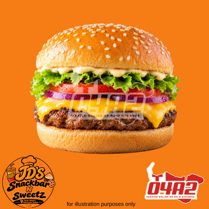 Beef & Cheese Burger - “PICK UP FROM JD’s SNACKBAR N SWEETZ, VUNA WHARF HAHAKE BUS STATION”
