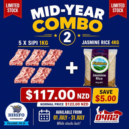 Mid-Year Combo 2 (5 x Sipi 1kg + Jasmine Rice 4kg) - “PICK UP FROM HIHIFO SUPERMARKET, FO’UI”