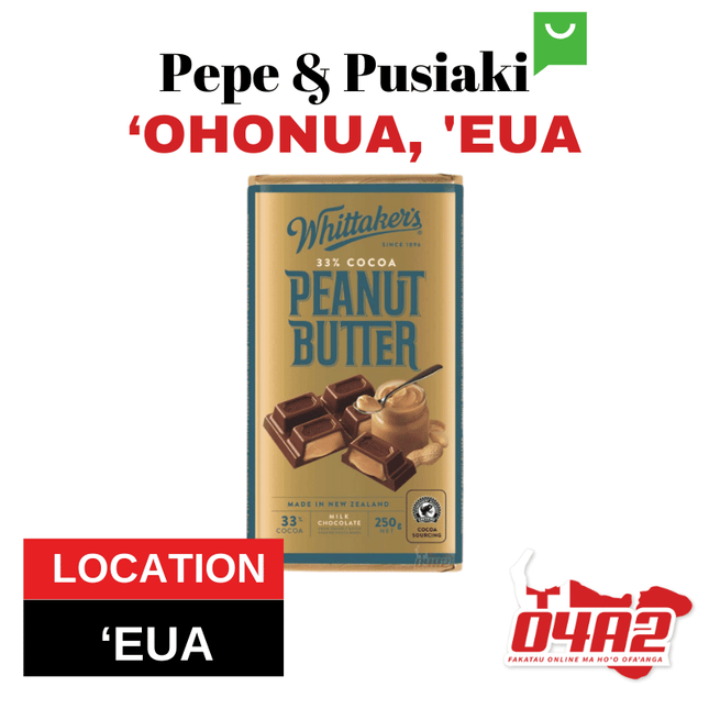 Pa Lole Whittakers Peanut Butter - "PICK UP FROM PEPE & PUSIAKI, 'OHONUA, 'EUA"