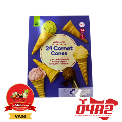 Wafer Cones (24 Cones) - "PICK UP FROM GOLDEN STAR, VAINI TONGATAPU"