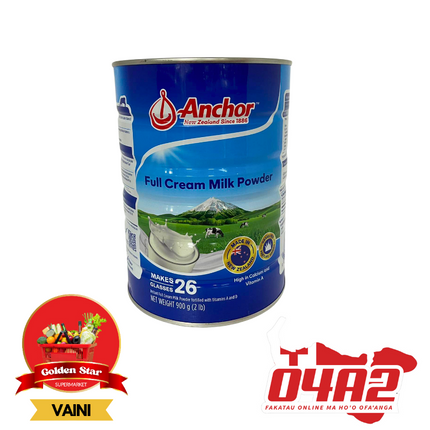 Anchor Full Cream Milk Powder 900g - "PICK UP FROM GOLDEN STAR, VAINI TONGATAPU"