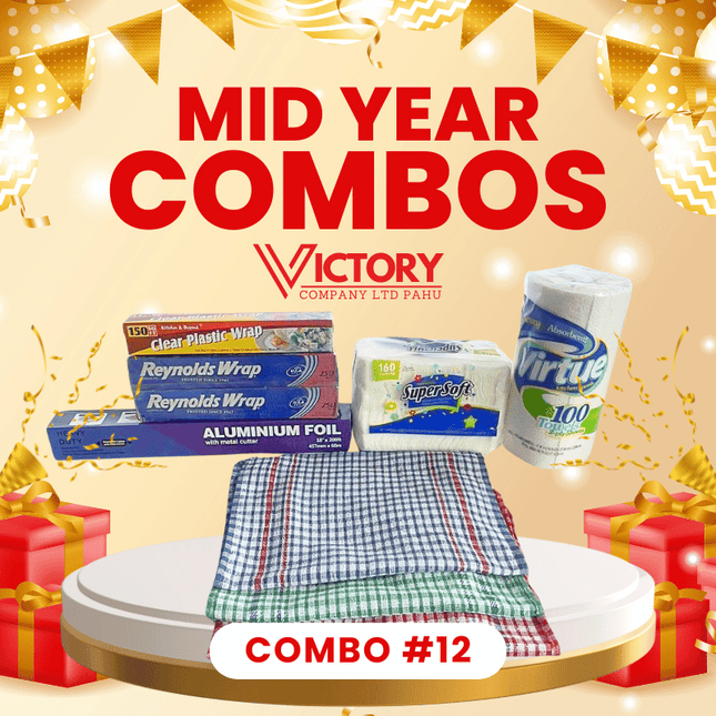 Mid Year Combo #12 - "1 x Supersoft Tissue, 1 x Virtue Paper Towel, 1 x Foil, 1 x Plastic Wrap, 3 x Large Holo Ipu, 2 x Reynolds Wrap" - "PICK UP FROM VICTORY SUPERMARKET & WHOLESALE, PAHU"