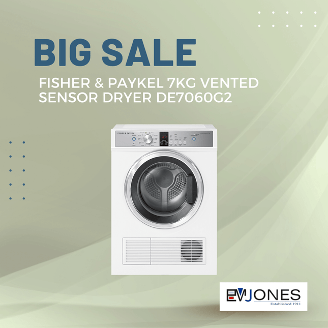 F&P 7kg Vented Sensor Dryer DE7060G2 - "PICK UP FROM EM JONES NUKU'ALOFA"