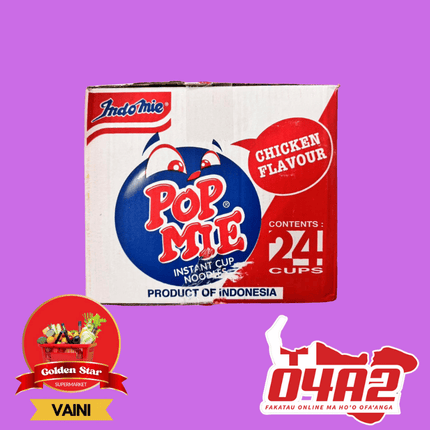 Box of Pop Me Instant Cup Noodles (24 Cups) Chicken Flavour (Out of Stock) - "PICK UP FROM GOLDEN STAR, VAINI TONGATAPU"
