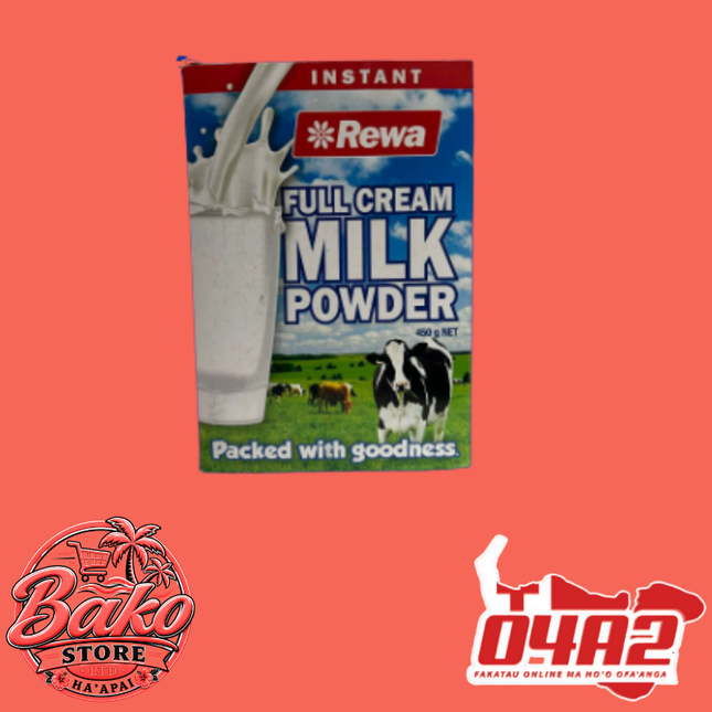 Rewa Milk Powder 450g - “PICK UP AT BAKO STORE IN PANGAI OR HIHIFO HA’APAI BRANCHES”