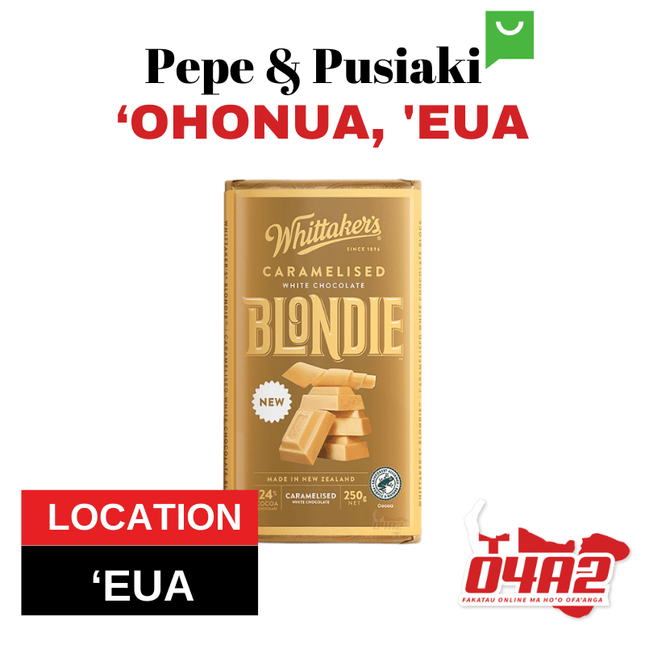 Pa Lole Whittakers Caramelized White Chocolate Blondie - "PICK UP FROM PEPE & PUSIAKI, 'OHONUA, 'EUA"