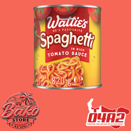 Watties Spaghetti 820g - “PICK UP AT BAKO STORE IN PANGAI OR HIHIFO HA’APAI BRANCHES”
