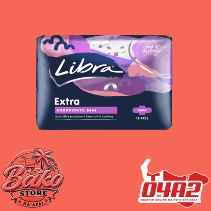 Libra Extra Wings 10pads - “PICK UP AT BAKO STORE IN PANGAI OR HIHIFO HA’APAI BRANCHES”