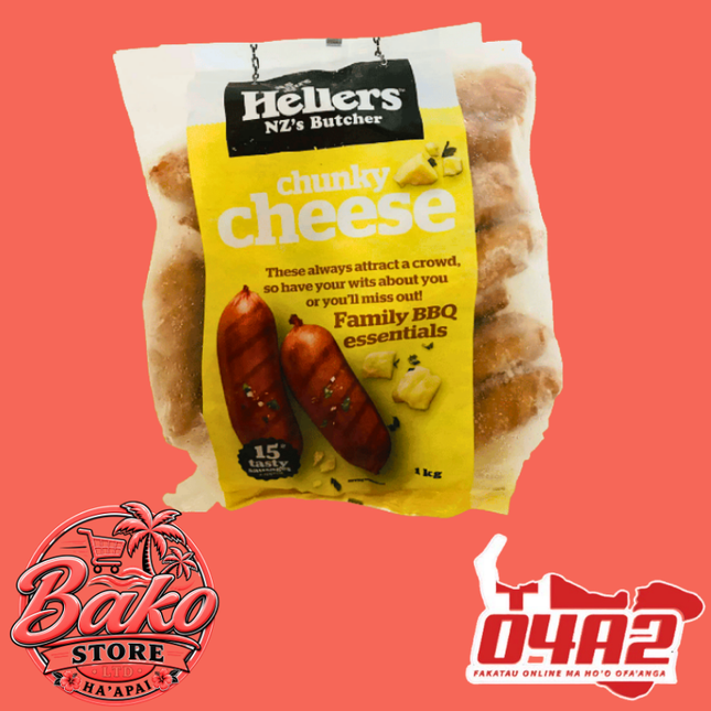 Hellers Chunky Cheese Sausage 1kg - “PICK UP AT BAKO STORE IN PANGAI OR HIHIFO HA’APAI BRANCHES”