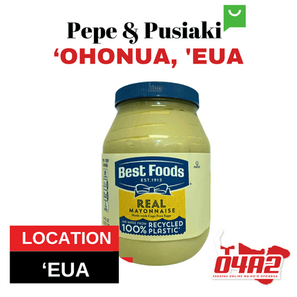 Best Food Mayonnaise 1.9Ltr - "PICK UP FROM PEPE & PUSIAKI, 'OHONUA, 'EUA"