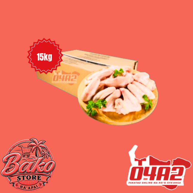 Puha Chicken Wings 15kg (Box of Chicken Wings) - “PICK UP AT BAKO STORE IN PANGAI OR HIHIFO HA’APAI BRANCHES”