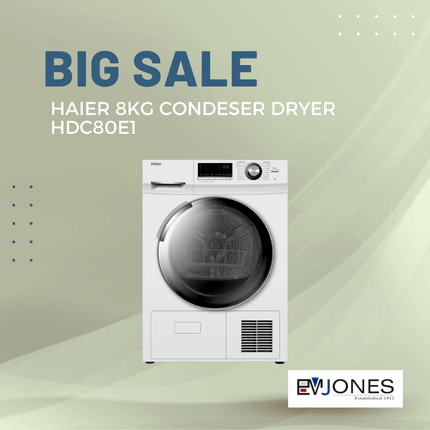 Haier 8kg Condenser Dryer HDC80E1 - "PICK UP FROM EM JONES NUKU'ALOFA"