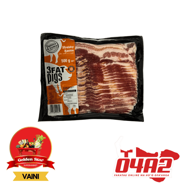 Streaky Bacon 500g - "PICK UP FROM GOLDEN STAR, VAINI TONGATAPU"