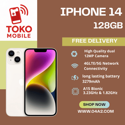 iPhone 14 128GB - “Free Delivery by Toko Mobile”