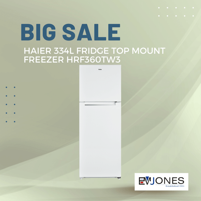 Haier 334L Fridge Top Mount Freezer HRF360TW3 - "PICK UP FROM EM JONES NUKU'ALOFA"