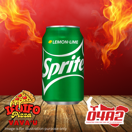 Sprite Can - "PICK UP FROM IFOIFO PIZZA AT NEIAFU I MUI HE CUSTOMS I UAFU"