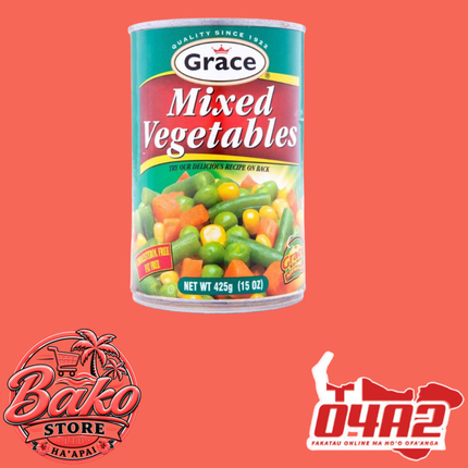 Mixed Vegetables 425g - “PICK UP AT BAKO STORE IN PANGAI OR HIHIFO HA’APAI BRANCHES”