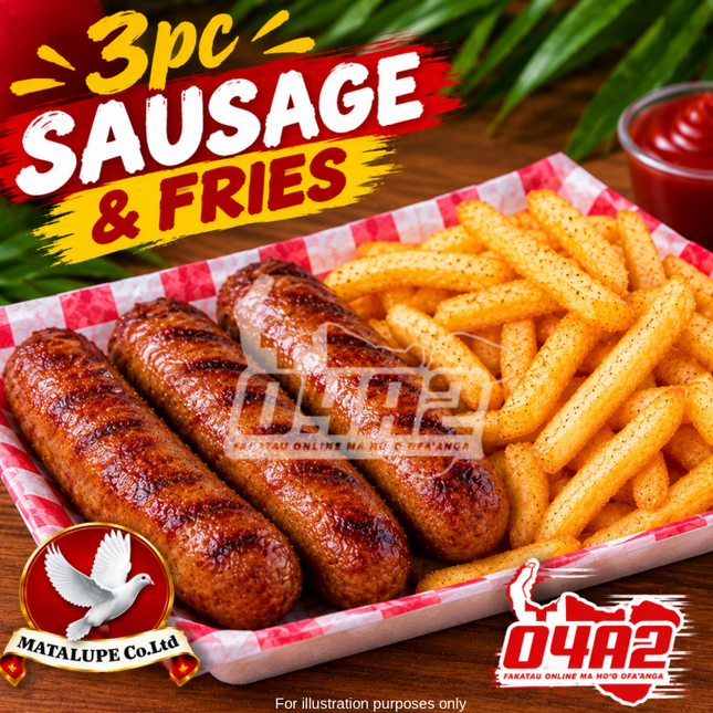 3pcs Sausage & Fries - “PICK UP FROM MATALUPE COMPANY LTD MAILETAHA NUKUALOFA”