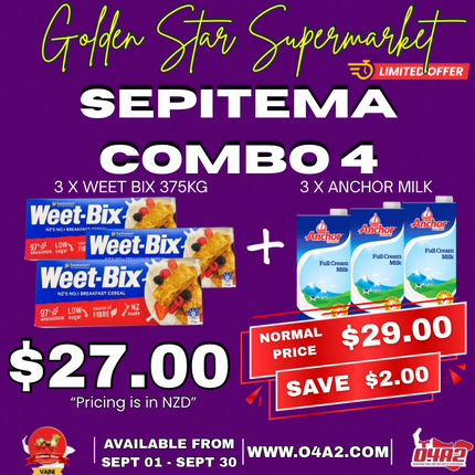 Sepitema Combo 4 (3x weet bix + 3x anchor milk) - “PICK UP FROM GOLDEN STAR, VAINI”