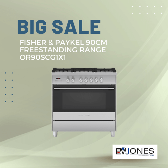 F&P 90cm Freestanding Range OR90SCG1X1 - "PICK UP FROM EM JONES NUKU'ALOFA"