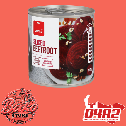 Pam's Sliced Beetroot 420g - “PICK UP AT BAKO STORE IN PANGAI OR HIHIFO HA’APAI BRANCHES”