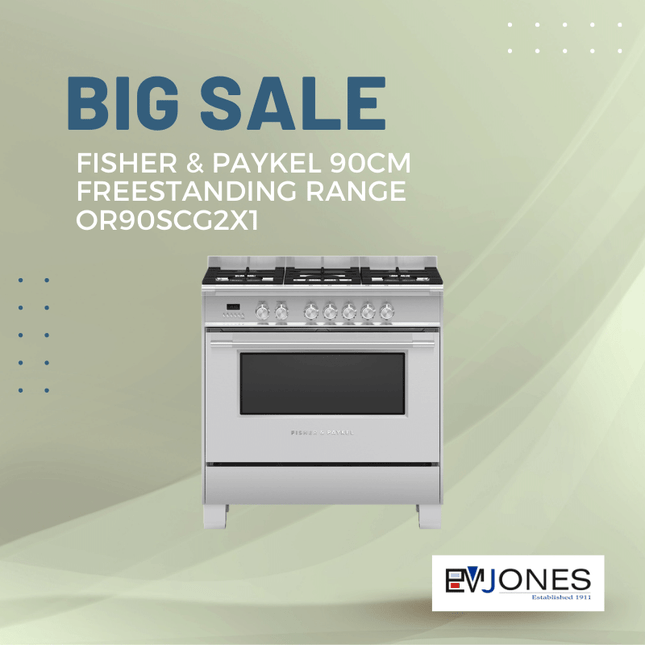 F&P 90cm Freestanding Range OR90SCG2X1 - "PICK UP FROM EM JONES NUKU'ALOFA"