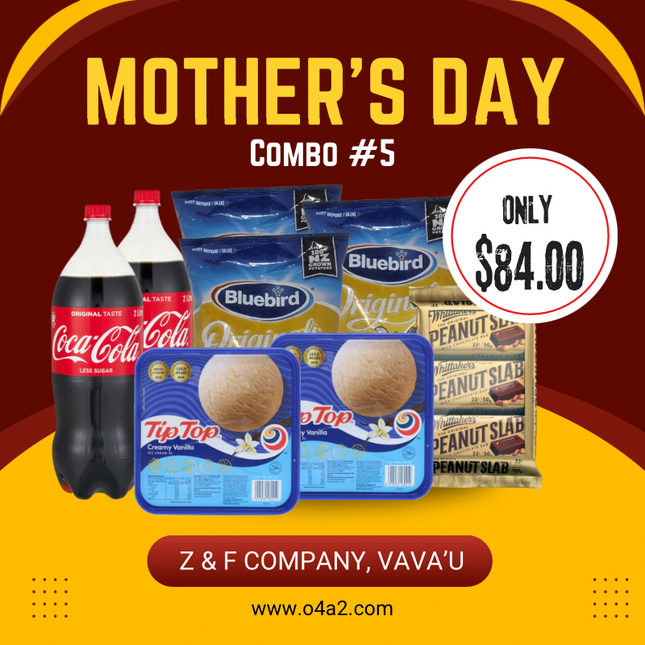 (X2 Coca Cola 2L) (X3 Bluebird Chips 150g) (Peanut Slab - Whole Packet) (X2 Tiptop 2L) - “PICK UP FROM Z&F HANGA KI POUONO, NEIAFU VAVA'U"
